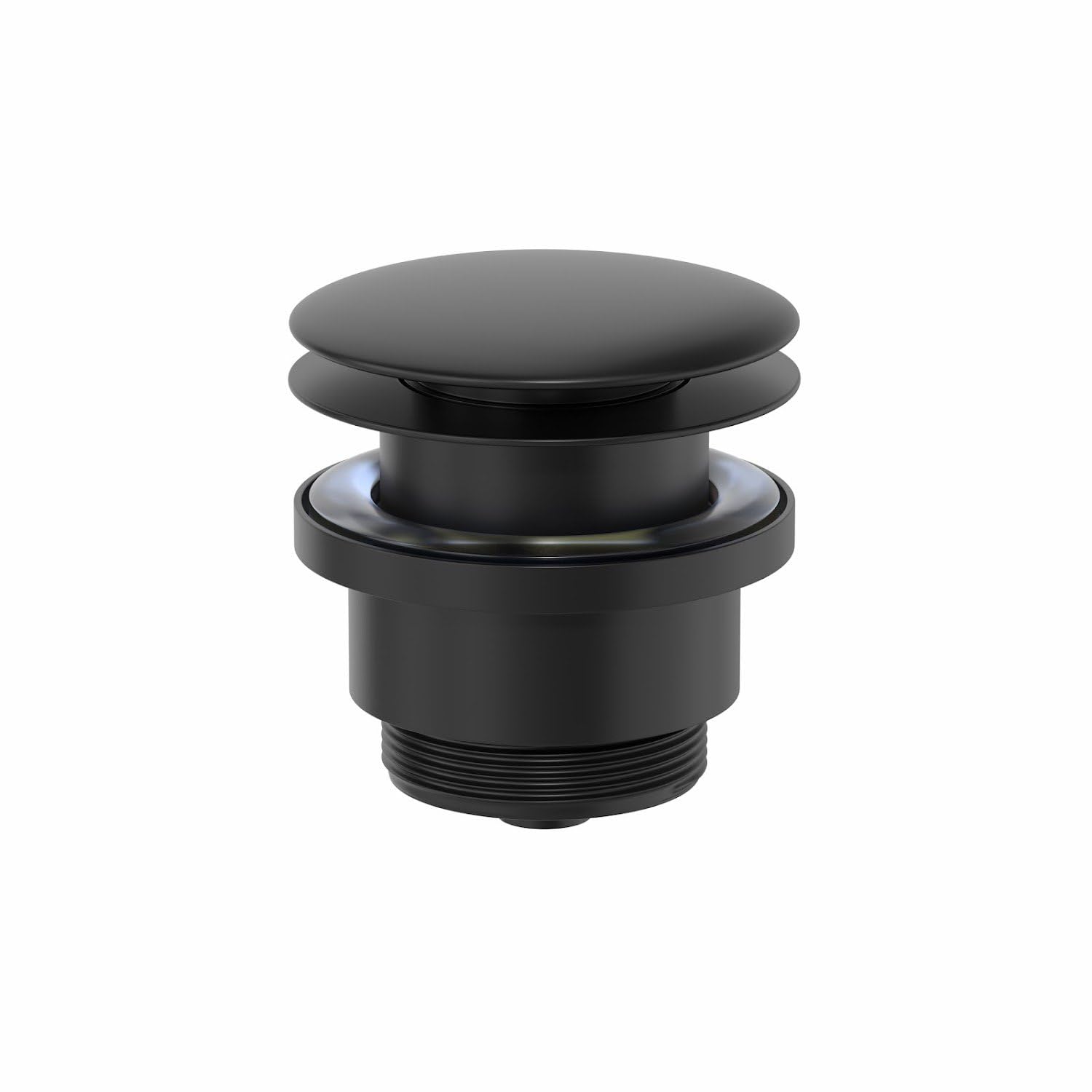 Baystone® Push Button Slotted & Unslotted Basin Sink Waste Pop Up Plug Replacement Bathroom Overflow Modern, Black