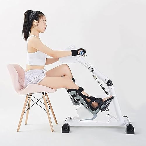 Miniatura 2 de Ejercitador de pedal motorizado con soporte protector, bicicleta estática eléctrica con pierna y brazo para entrenamiento para ancianos
