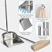 VOOWO Broom and Dustpan Set for Home, Stainless Steel Broom and Dustpan Set with Long Handle, Heavy Duty Dustpan Broom Set Standing Dust Pan Kitchen and Home Indoor Outdoor Broom