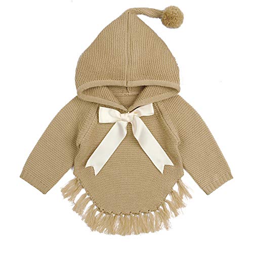 Baby Girl Knit Sweater Hoodies Warm Tops Toddler Infant Outerwear Coat(Brown 6M)