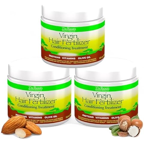 The Roots Naturelle Virgin Hair Fertilizer Conditioning Treatment. Helps Strengthen Hair, Promote Rapid Hair Growth and Protect/Restore Damaged Hair (3 Jar 48oz) Cover