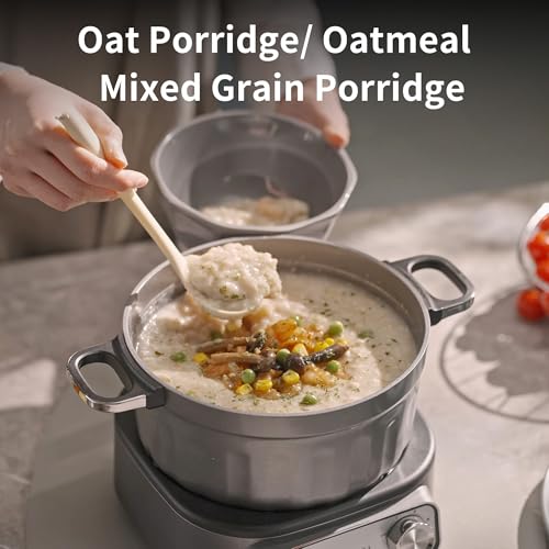 N74SNA Hot Pot Electric, Multi-Cooker 2.5 Quart Grill Steamer Set, PFOA-Free Nonstick for Steak, Soup, Fried Rice, Oatmeal, Egg, Ramen with Power Adjustment - Image 6