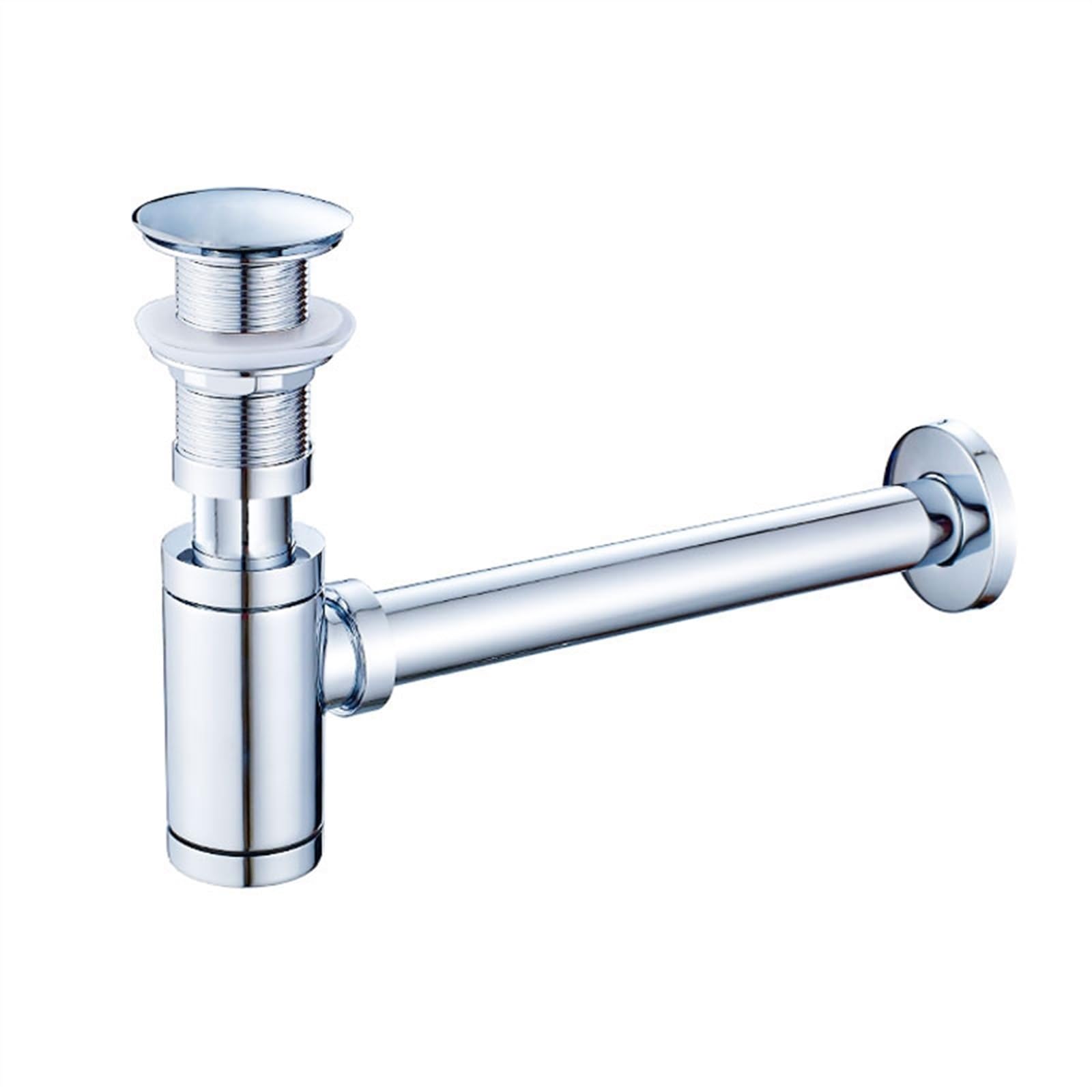 Trampa for Botella de Lavabo de baño, tapón de Drenaje emergente con desbordamiento, Kit de Drenaje de Fregadero, sifón, Drenaje de residuos Cromado.(No-Overflow Drain)