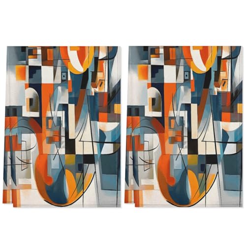 QsirBC Food Fun Kitchen Towels Set of 2 Hand Towels Dish Towels Reusable Decorative Towel Sets for Cooking Baking, 28.3 X 17.7 Inch