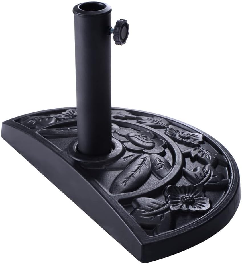 20" Outdoor Patio Stand, Half Round Umbrella Base, Resin Heavy Duty Base for Deck Table Sun Shade