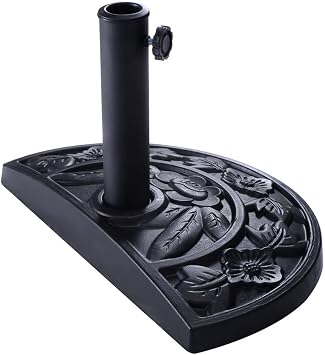 20" Outdoor Patio Stand, Half Round Umbrella Base, Resin Heavy Duty Base for Deck Table Sun Shade