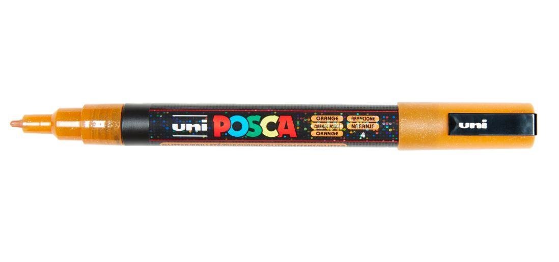 Uni Posca Marker Pen Pc-3ml Glitter - Orange / Single - Waterproof Marker Pen