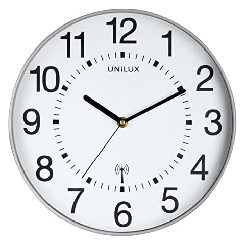 Unilux Maxi Wave 400094565 Wireless Wall Clock 37.5 cm Diameter Gauge Metal Grey, Gray Cover
