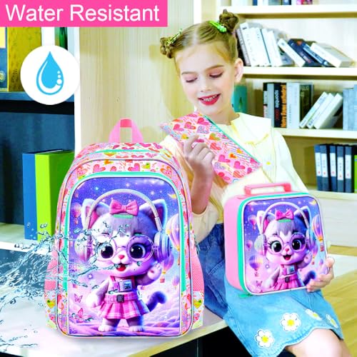 Image of WZLVO 3PCS Kids Backpack for Girls, Unicorn Dinosaur Animal Prechool Elementary Kindergarten School Bookbag with Lunch Box