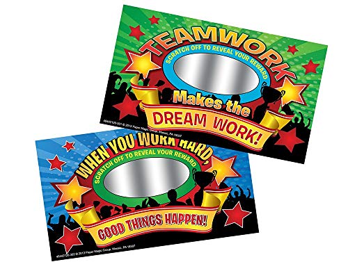 Eureka Back to School Sports 'Teamwork Makes The Dream Work' Scratch Off Student Awards, 24pc, 3.5'' H X 6'' W
