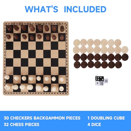 Juego 3 en 1 portátil de Ajedrez, Damas y Backgammon 10" miniatura 6