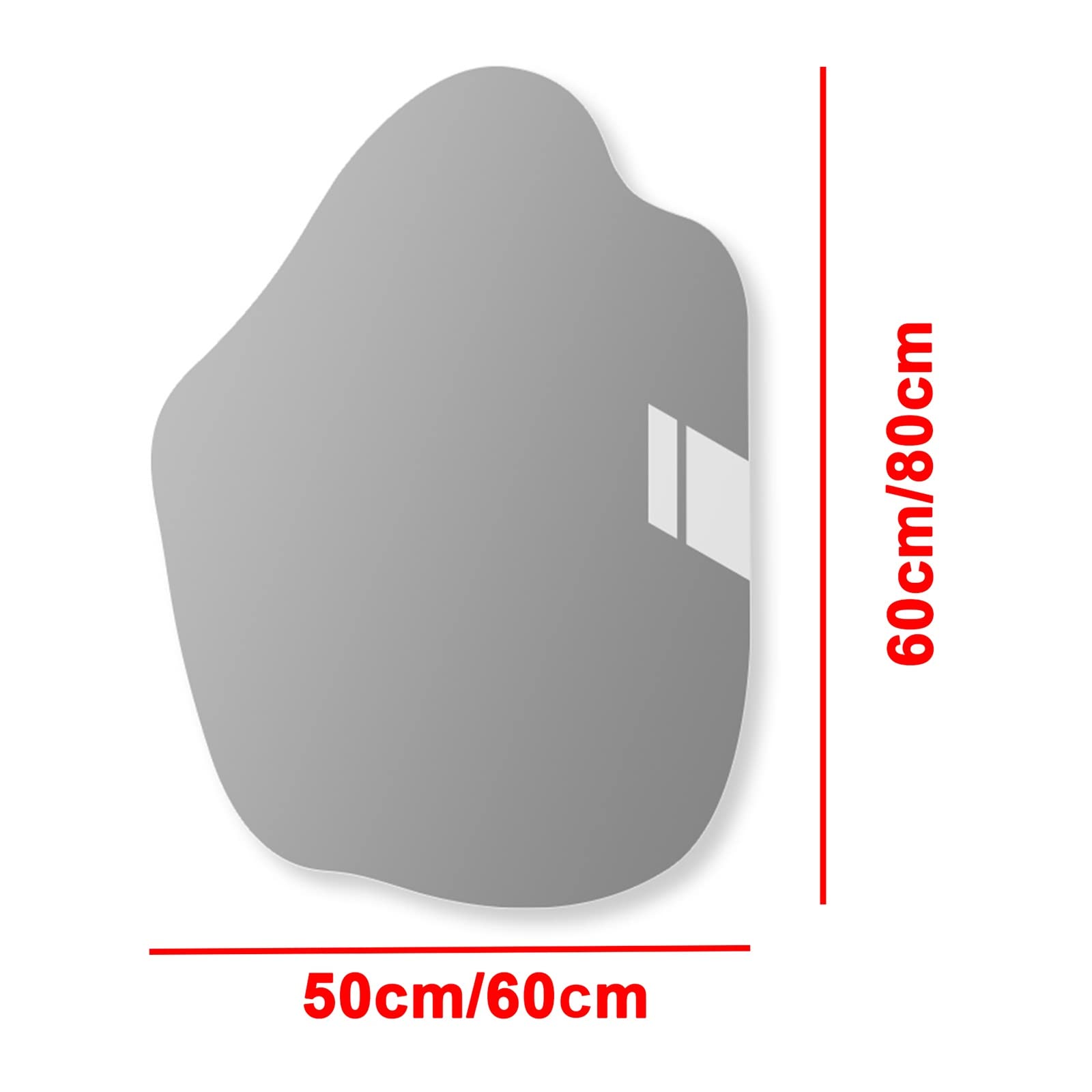 Specchio Espejo de baño grande de pared de 50 x 70 cm/60 x 80 cm, espejo de tocador asimétrico sin marco de 5 mm de grosor, espejo decorativo con diseño de nubes irregulares, HD, a prueba de expl