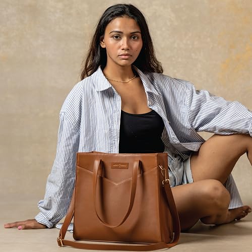 Image of Urban Space Women Tote Bag with Laptop compartment, Handbag for Work, Ladies purse, Stylish Shoulder Bag, Laptop ipad Tote Bags For Office Use, Gift for Women