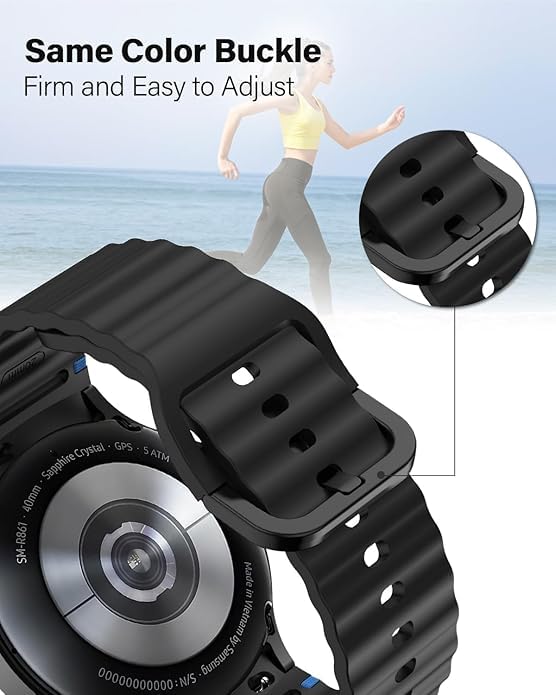Image of WRIGSS Silicone Strap Compatible with Samsung Galaxy Watch 7 6 5 4 FE Original Style Wavy Smart Watch Straps For Men Women, 40mm 44mm Standard & Classic