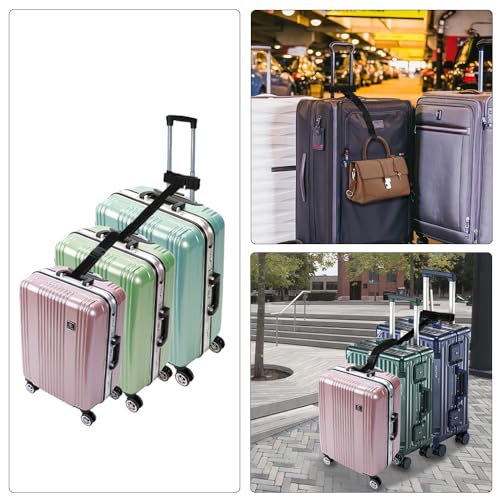 Image of Luggage Straps 4 Pcs Black Luggage Belt Set T-Shaped Luggage Connectors Add a Bag Adjustable Suitcase Straps Travel Luggage Accessories for Connecting 3 Luggage Suitcase Handbag Baggage Together