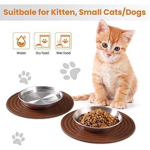 Wellbro Cat Food Bowls, 2 Pcs Stainless Steel Cat Food And Water Bowls, Whisker Fatigue Shallow Cat Dishes, Small Dog Puppies Fat Faced Cat Kitten Supplies #TOP4