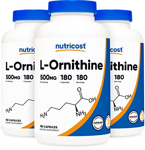 Nutricost L-Ornithine 500mg - 180 capsules (3 bottles)