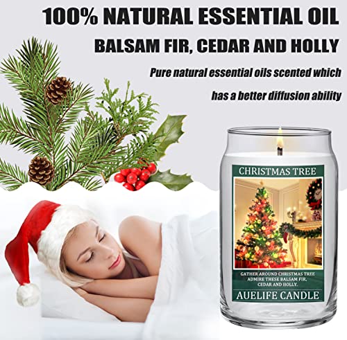 Christmas Candles | Christmas Tree Soy Candle Gifts For Women/Men | Balsam Fir, Cedar, Holly And Evergreen Holiday Scented Candles For Home | 17Oz Clear Jar Candle, 80-100 Hour Burn Time #TOP4
