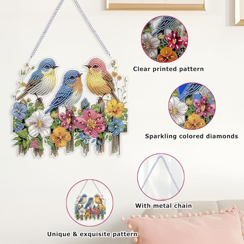 Koikify Bird and Floral Diamond Painting Hanging Ornament Kit 4.99 + Free Shipping w/ Prime or on 35+ + 50% Off Code 5IKP43BF - image 3