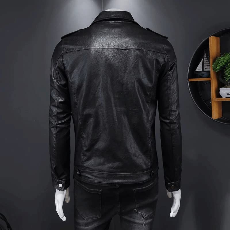 Chaqueta de cuero impermeable para hombre miniatura 4