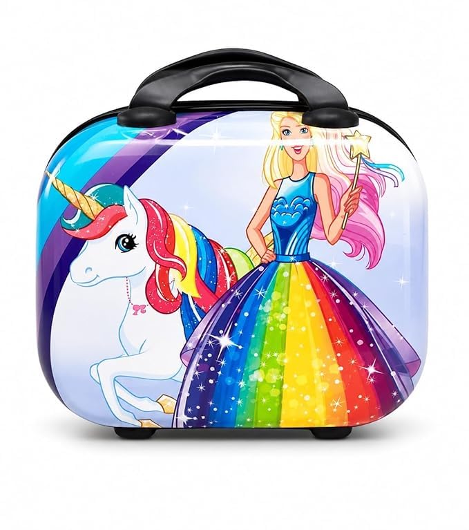 Rainbow Unicorn Kids Hard Shell Vanity Case for Girls | Lightweight Travel Makeup & Toy Storage Bag | Durable Cartoon Beauty Case with Handle & Smooth Zipper-image-18