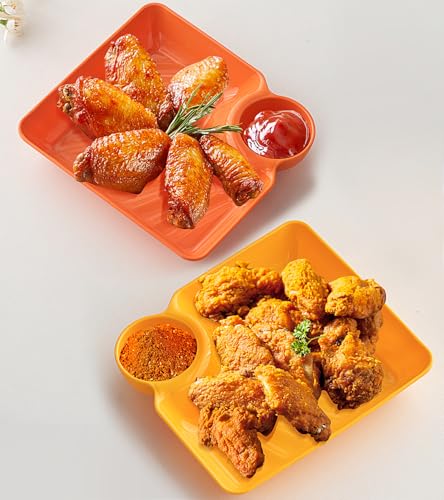 Orrdiffi 2 in 1 Snackschale und Dipschalen 4 Stück Servierplatten Nacho Teller 18.7 x 17 x 3.5cm Tapas Schalen Servierschalen Set für Vorspeisen Dips und Snacks