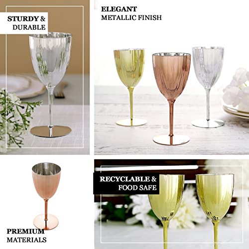 Efavormart Set Of 6-8Oz - Silver Metallic Premium Disposable Wine Glasses, Stemmed Wine Goblets For Wedding, Outdoor Receptions, Banquets, Holiday Dining #TOP4