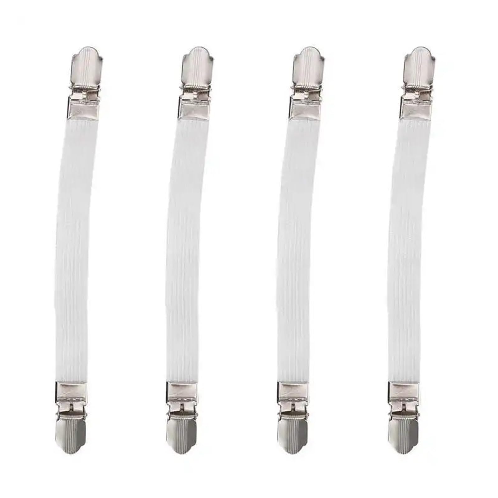 PFMSAAF bed sheet clips 4pcs Elastic Bed Sheet Grippers Double Head Clips Gripper Holder Suspender Fasteners Home Textiles Organize Gadget for bed(WHITE)