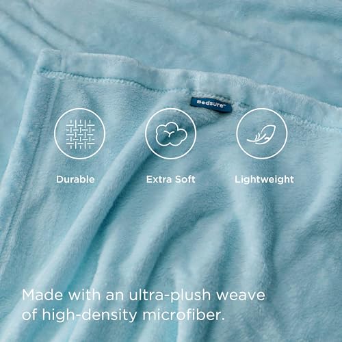 Image of Bedsure GentleSoft Fleece Throw Blanket for Couch River Blue - Lightweight Plush Fuzzy Cozy Soft Blankets and Throws for Sofa, 50x60 inches