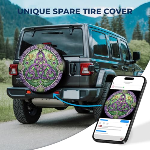 Image of GENANY Floral Print Father's Day PVC Spare Tire Cover for RV Trailer, Waterproof, Size 18 Fits 33-35 Inch