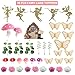 LXASIY 39PCS Fairy Cake Toppers Fairy Cake Decoration Pink Mushroom Door Butterfly Flowers Cake Decoration Fairy Garden Topper for Fairy Party Birthday Baby Shower