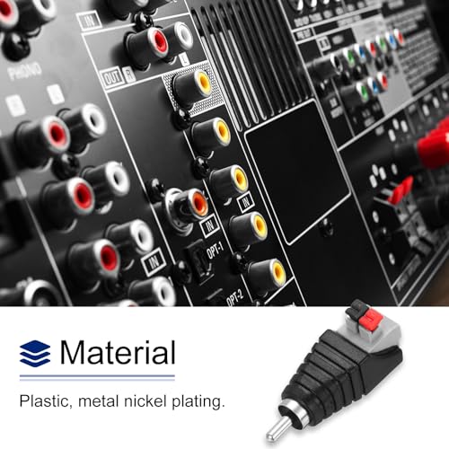 10 adaptadores RCA macho para cable de altavoz miniatura 7