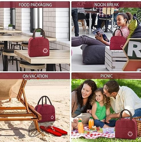 Image of Lunch Bag for Office Women Tiffin Box Bag Lunch Bag Thermal Insulated Waterproof and Reusable Lunch Bag for Men Women Office, School and Travel (Red, Solid)