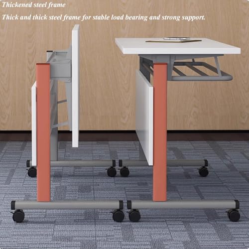 Table de séminaire blanche à roulettes pour optimiser l'espace