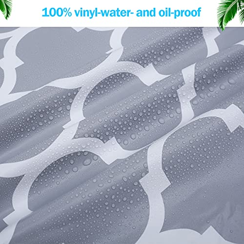 Round Table Protector Wipeable Circle Tablecloth Elastic Edged Fitted Table Cloth Flannel Backed Table Cover Waterproof Oilcloth PVC Tablecloth for Dinning Room Kitchen Picnic (Grey Stripe, 90-110cm) - Image 6