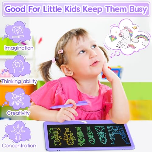 lcd writing tablet for kids 12 inch kids learning toys drawing pad for boys girls erasable doodle board for toddlers 3 4 5 6 7 8 year old travel essentials christmas birthday for kids - purple