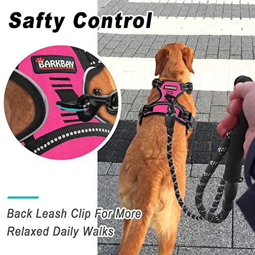 Barkbay No Pull Dog Harness Large Step In Reflective Dog Harness With Front Clip And Easy Control Handle For Walking Training Running(Pink,M) #TOP6