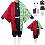  Demon Slayer Cosplay Kostüm Tomioka Giyuu Kimono, Demon Slayer Uniform Tomioka Giyuu, Anime Kimono Outfit für Kinder Erwachsene Halloween (L(160-165 cm)