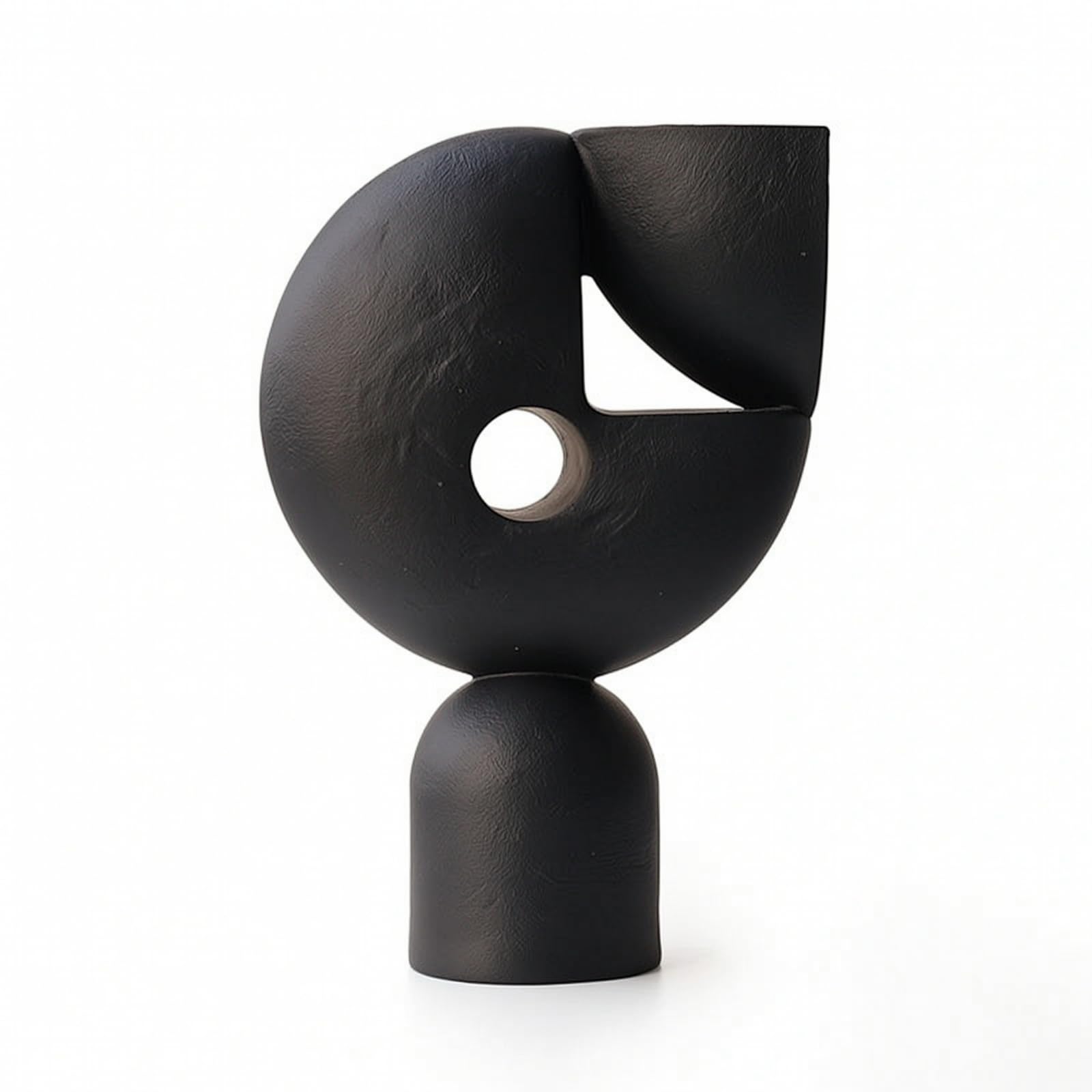 MagiDeal Escultura Geométrica Estatua Figura Decorativa Ornamento de Diseño Minimalista en Resina con Corte Escalonado y Base Cilíndrica Adecuada para Sala de