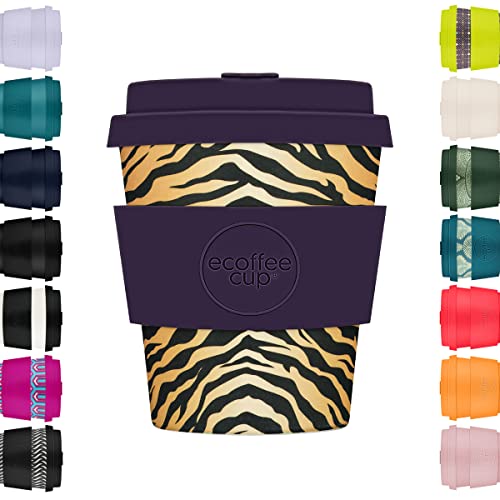 Ecoffee Cup 8oz 240ml Reusable Eco-Friendly 100% Plant Based Coffee Cup with Silicone Lid & Sleeve