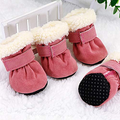 Feidaeu 4pcs Zapatos para Mascotas Botas para Perros de Invierno Calcetines Antideslizantes Cachorro Gato Lluvia Nieve Botines Calzado Perros pequeños cómodas Protectores de Patas