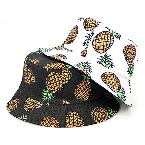 Chapeau de pêcheur ananas avec design réversible double face couleur argento