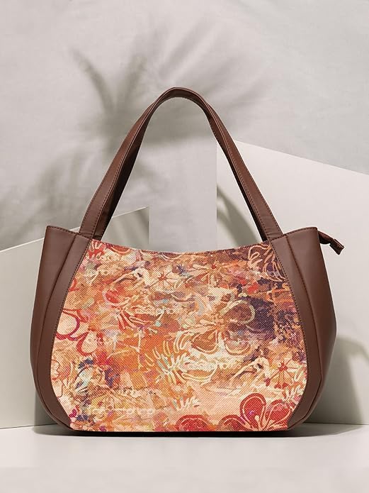 Women’s Jute & Vegan Leather Tote Bag – Handcrafted Shoulder Handbag, Spacious Carryall Work Bag for Office, Travel & Daily Use