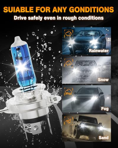 Image of Compatible with Hyundai Accent 2000-2017 Halogen Headlight Bulb Combo - 185% Brighter 5000K White High /Low Beam, Plug and Play, 2-Pack