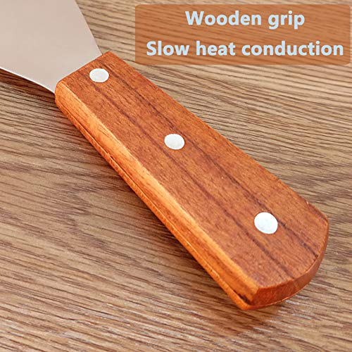 Spatule Manche en Bois Inoxydable Barbecue Spatule Plancha Spatule en Acier Inoxydable De Haute Qualité pour Griller La Viande Teppanyaki Et Nettoyer La LèChefrite,Lavable Au Lave-Vaisselle,2 PièCes - Image 6