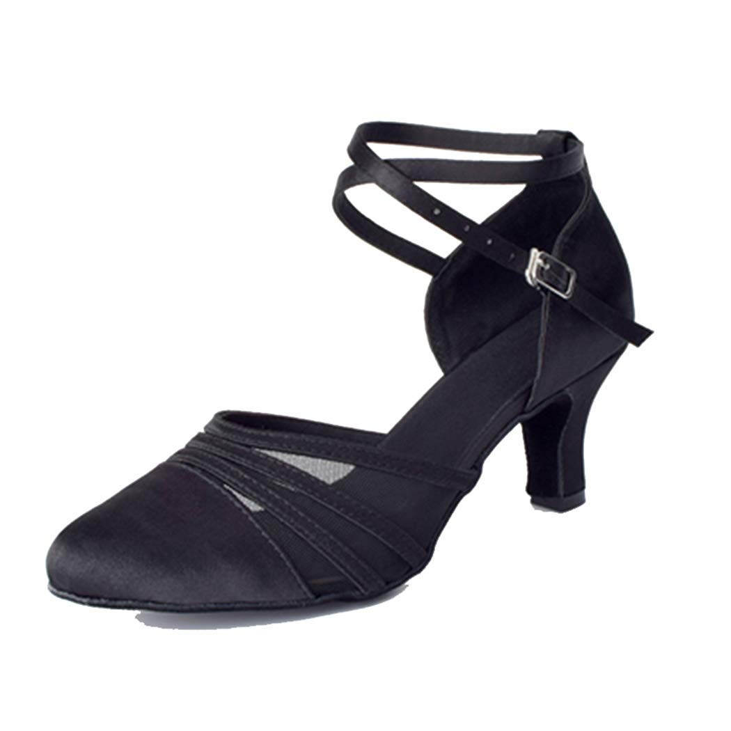 MGM-Joymod Women's Comfortable Mush Closed Toe Pumps Salsa Ballroom Rumba Samba Latin Dance Shoes/Black 6cm 6.5 M US