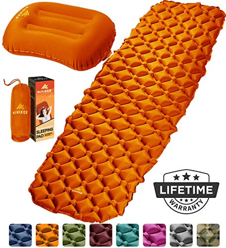 HiHiker Camping Sleeping Pad + Inflatable Travel Pillow – Ultralight Backpacking Air Mattress