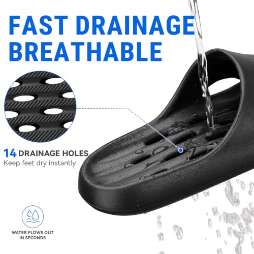 Image of Aoowoll Mens Shower Shoes With Holes Dry Quickly Bath Slippers Womens Non Slip Indoor Home Bedroom Pool Spa Guest College Dorm