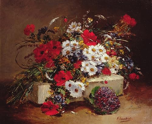Tableau Marguerites d'Eugène Henri Cauchois pour habiller un grand mur vide de chambre