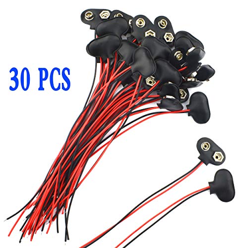 30 Pack 9 Volt Battery Clip Connector Battery Snap Wire Connectors (30 Pack-15Cm) #TOP1